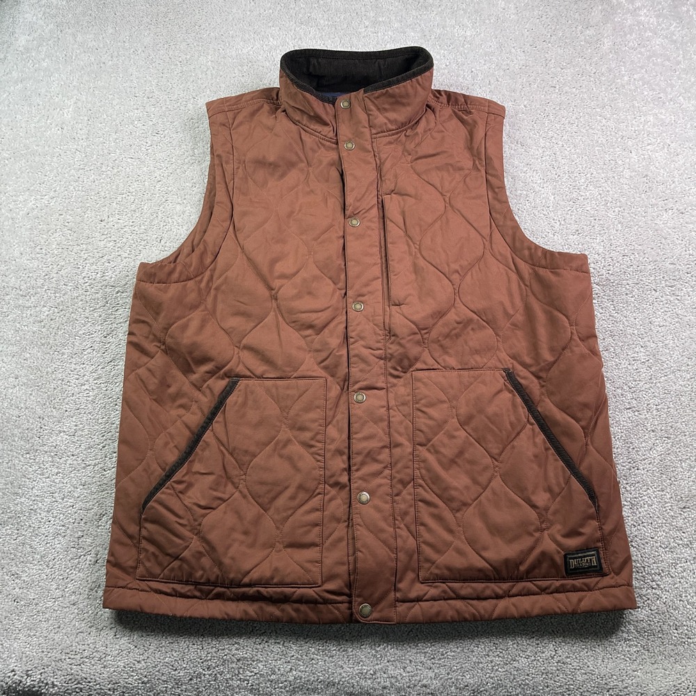 Duluth Vest Mens Large Tall Brown Sutters Mill Quilted Workwear Utility Rugged